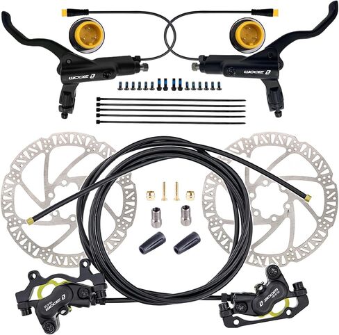 Zoom H876E 2-PIN/3-PIN 4-Pistons E-Bike مجموعة فرامل هيدروليكية كهربائية مع دوارات 180 مم، رافعة فرجار قرص هيدروليكي مسبق النزف للدراجة الإلكترونية (محول تركيب متضمن) in Saudi Arabia