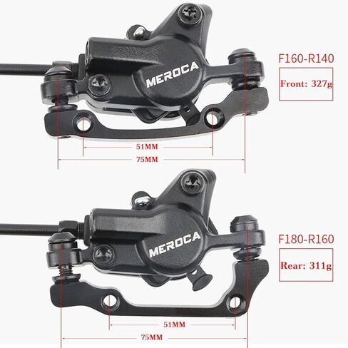 مجموعة فرامل هيدروليكية MTB طقم فرامل قرصية للدراجة مع دوارات 160 مم، أمامي يسار 800 مم خلفي يمين 1400 مم فرامل هيدروليكية من سبائك الألومنيوم مناسبة للدراجات الجبلية، MTB in Kuwait