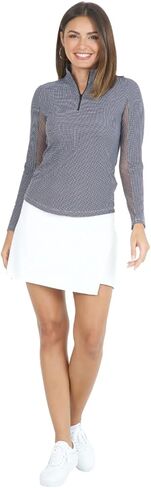 IBKUL Athleisure Wear واقي من الشمس UPF 50 Icefil Cooling Mini Check كم طويل رقبة وهمية - 10754 in Kuwait