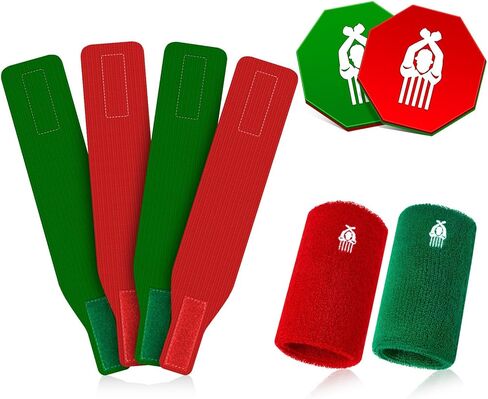 7 Pcs Wrestling Flip Disc Arm Wrestling Wrist Bands Wrestling Ankle Bands Set 1 Pliable Plastic Referee Coin 2 Red Green Referee Wristband 4 Wrestling Tournament Bands for Official Umpire Dual Meet in Saudi Arabia