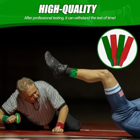 7 Pcs Wrestling Flip Disc Arm Wrestling Wrist Bands Wrestling Ankle Bands Set 1 Pliable Plastic Referee Coin 2 Red Green Referee Wristband 4 Wrestling Tournament Bands for Official Umpire Dual Meet in Saudi Arabia