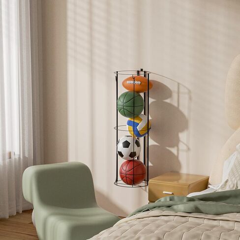 moyohim الكرات المرآب تخزين الكرة الرف العمودي، كرة السلة كرة القدم حامل الكرة جدار جبل، الكرة قفص تخزين الرف للكرات، منظم الكرة الرياضية لغرفة الأطفال، المرآب، المنزل - سهلة التجميع in Kuwait