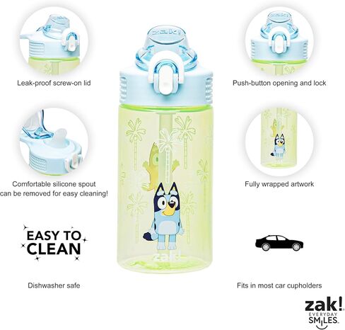 Zak Designs Sage Barbie Water Bottle For School or Travel, 16oz Durable Plastic Water Bottle With Straw, Handle, and Leak-Proof, Pop-Up Spout Cover (Barbie) in Saudi Arabia