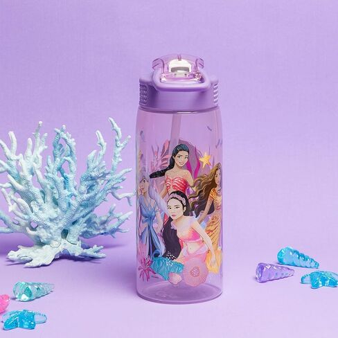 Zak Designs Sage Barbie Water Bottle For School or Travel, 16oz Durable Plastic Water Bottle With Straw, Handle, and Leak-Proof, Pop-Up Spout Cover (Barbie) in Saudi Arabia