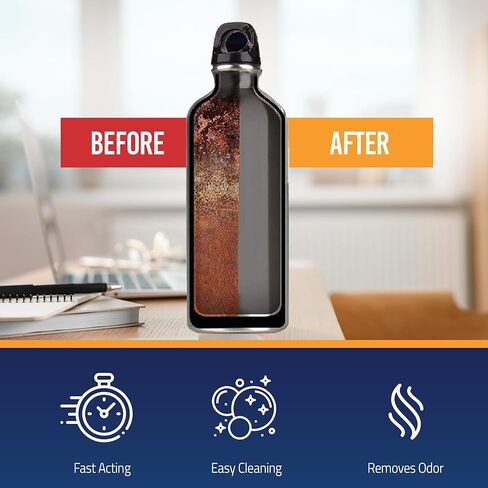 أقراص تنظيف زجاجات المياه - (30 قرصًا) جميع المكونات الطبيعية، رائعة لجميع حاويات الشرب المصنوعة من الفولاذ المقاوم للصدأ والبلاستيك والسيراميك والزجاج، معبأة بشكل فردي (1) in Kuwait