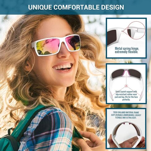 TOREGE Sports Polarized Sunglasses for Men Women Flexible Frame Cycling Running Driving Fishing Mountaineering TR24 in Kuwait