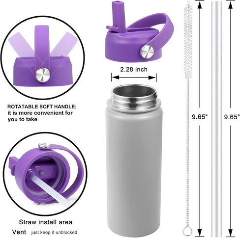 FLORAPELL Straw Lid for Hydro Flask Wide Mouth Water Bottles, Top Lids with Straw Compatible with Hydro Flask 32 40 oz, Replacement Cap Wide Mouth Accessories Flip Lid Flex Handle in Saudi Arabia
