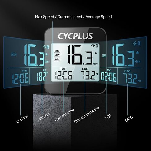 CYCPLUS GPS Bike Computer, Wireless Cycling Computer with Automatic Backlight, Bicycle Speedometer Odometer with Waterproof and Lager Battery, Provide Professional Data Analysis in Kuwait