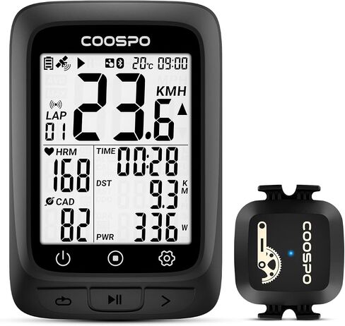 جهاز كمبيوتر COOSPO Bike GPS لاسلكي، ANT+ جهاز كمبيوتر لركوب الدراجات GPS مع بلوتوث، جهاز كمبيوتر ANT+ للدراجات متعدد الوظائف GPS مع شاشة LCD 2.4، عداد سرعة الدراجة مع إضاءة خلفية تلقائية IP67 in Saudi Arabia
