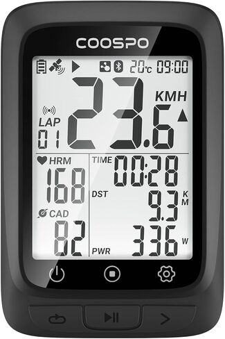 جهاز كمبيوتر COOSPO Bike GPS لاسلكي، ANT+ جهاز كمبيوتر لركوب الدراجات GPS مع بلوتوث، جهاز كمبيوتر ANT+ للدراجات متعدد الوظائف GPS مع شاشة LCD 2.4، عداد سرعة الدراجة مع إضاءة خلفية تلقائية IP67 in Saudi Arabia