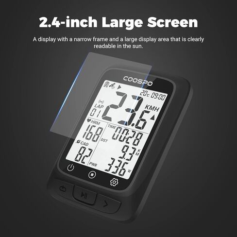 جهاز كمبيوتر COOSPO Bike GPS لاسلكي، ANT+ جهاز كمبيوتر لركوب الدراجات GPS مع بلوتوث، جهاز كمبيوتر ANT+ للدراجات متعدد الوظائف GPS مع شاشة LCD 2.4، عداد سرعة الدراجة مع إضاءة خلفية تلقائية IP67 in Saudi Arabia