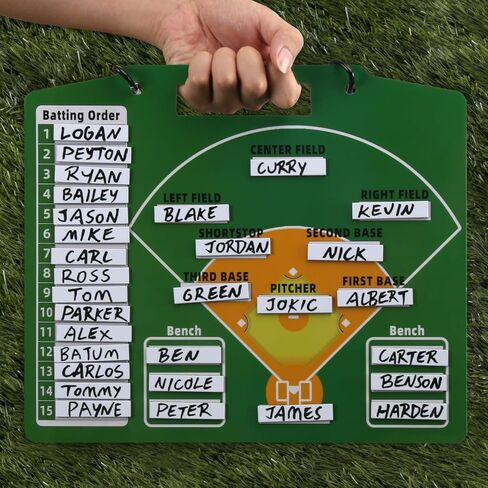 لوحة مغناطيسية، لوحة تدريب بيسبول مزدوجة الجوانب، مزودة بـ 30 قطعة من خطوط الأسماء المغناطيسية لتشكيلة البيسبول، قطعتين من مشابك السياج وقلم قابل للمسح in Kuwait