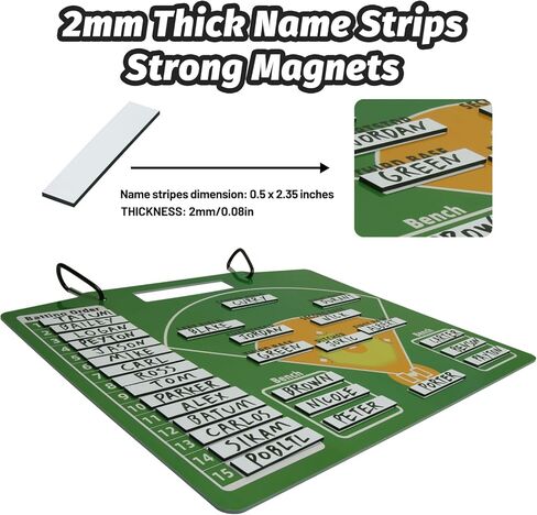 لوحة مغناطيسية، لوحة تدريب بيسبول مزدوجة الجوانب، مزودة بـ 30 قطعة من خطوط الأسماء المغناطيسية لتشكيلة البيسبول، قطعتين من مشابك السياج وقلم قابل للمسح in Kuwait
