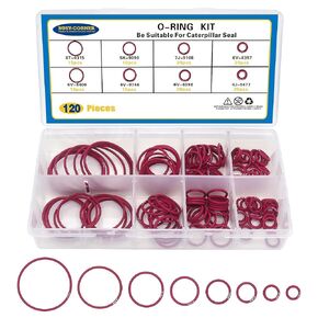 120 PCS O Ring Kit, PTFE Coating Nitrile 90, Hydraulic Hose Fitting Orings, Fits CAT Caterpillar Excavator