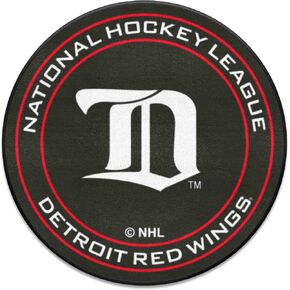 FANMATS 35477 NHL Retro Detroit Red Wings Hockey Puck Rug - 27in. Diameter