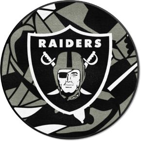 FANMATS 23342 Las Vegas Raiders Roundel Rug - 27in. Diameter Xfit Design