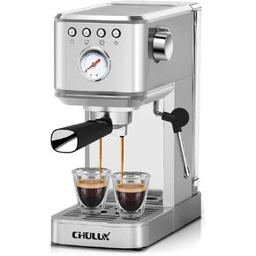 CHULUX Slim Espresso Machine with Milk Frother Steam Wand, 20 Bar Professional Pump Semi Automatic Espresso Coffee Machine for Home Cappuccino & Latte Maker, Gift for Dad or Mom