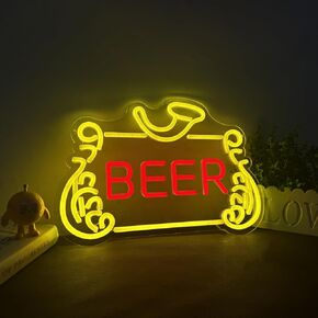 Fosters Gator Neon Light Beer Neon Signs with Dimmable,USB Power Fosters Bar LED Neon Signs for Florida Bar Decor, Man Cave,Restaurant,Kitchen,Family Bar Party Decor 16 * 11 IN