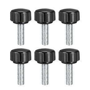 uxcell M5 x 20mm Metric Male Thread Knurled Clamping Knobs Grip Thumb Screw on Type Hand Clamping Handle Bolt with 15mm Plastic Knobs Black 6 Pcs