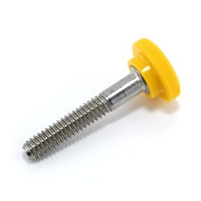 1/4"-20 x 1-1/2" Thumb Screw Stainless Steel - Yellow Knurled Round Plastic Knob - Standard/Coarse Thread Thumbscrew - Length: 1.500" - Proudly Built in USA - Package of (4)