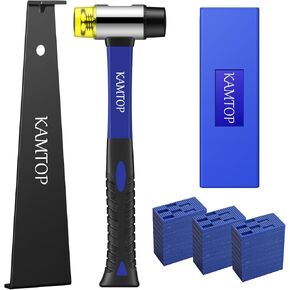 أدوات تركيب الأرضيات الخشبية المصفحة من Kamtop - طقم إصلاح الأرضيات الخشبية 63 قطعة مع 60 فاصلًا للأرضية، أداة تركيب الأرضية مطرقة مزدوجة الوجه، كتلة التنصت المطاطية، قضيب سحب عالي التحمل in Kuwait