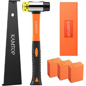 Kamtop Laminate Wood Flooring Installation Tools - 63 Pcs Laminate Flooring Repair Kit with 60 Floor Spacers, Floor Fitting Tool Double Faced Mallet, Rubber Tapping Block, Heavy Duty Pull Bar