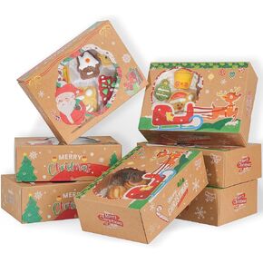 Christmas Cookie Boxes - Bulk 24 Pack 8.25x6x2.75in Christmas Cookie Tins with Lids, Treat Boxes for Cookies, Baked Goods Packaging & Gift Giving