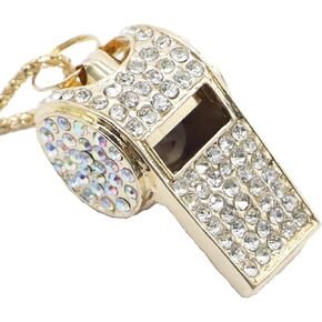Whistle,Sparkling Crystal Rhinestone Whistle with Keychain for Coach, Referee, Basketball, Lifeguard, Survival