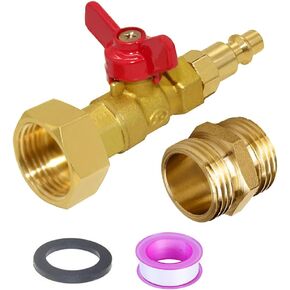 Joywayus Brass Winterize Blowout Adapter Kit 1/4" Male Quick Connect to 3/4" Female GHT Thread with Ball Valve and 3/4" GHT Male Fitting