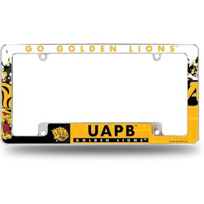 Rico Industries NCAA Arkansas-Pine Bluff Golden Lions UAPB 12" x 6" Chrome All Over Automotive License Plate Frame for Car/Truck/SUV