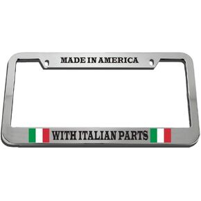 Speedy Pros Made in America with Italian Parts Zinc Metal License Plate Frame Car Auto Tag Holder - Chrome 2 Holes