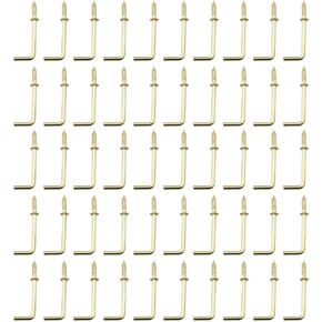50PCS Gold 1-1/4 Inch L Shape Screw Hooks Self-Tapping Screws L Shape Hooks Right Angle Hook Fixed Cup Hook Metal Right Angle Hook for Home Workplace Office