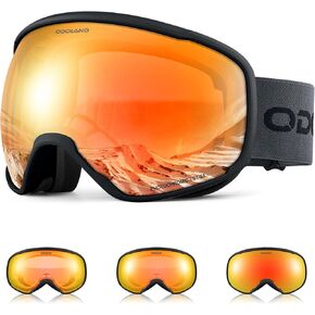 Odoland Photochromic Ski Goggles for Sunny and Cloudy Days, Anti-Fog OTG UV Protection Snowboard Goggles for Men Women Youth