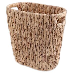 WLLHYF Woven Trash Basket, Mini Boho Wicker Waste Basket Small Trash Can Natural Brown Wicker Garbage Can with Handles for Office Bathroom Bedrooms