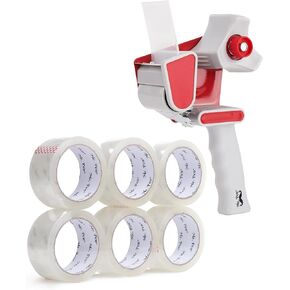 Mr. Pen- Packing Tapes, 1.88" Wide, 60 Yard, 6 Pack with 1 Dispenser Gun, 2 inch, Heavy Duty Packing Tape with Dispenser, Packaging Tape, Clear Packing Tape Gun for Packing Boxes, Moving Tape