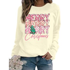 EGELEXY Christmas Sweatshirt Merry Christmas Shirts : Women Funny Christmas Outfits Christmas Long Sleeve Pullover Tops