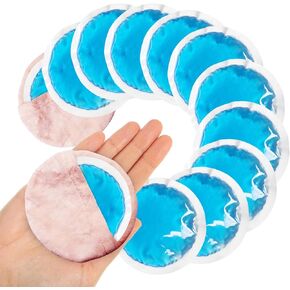 Small Round Ice Packs for Injuries, 12 Pack Soft Cosmetic Ice Packs for Face, Reusable Hot Cold Gel Pack Circular Cold Compress with 2 Wrap for Pain Relief, Toothaches, Breast Surgery, Wisdom Teeth