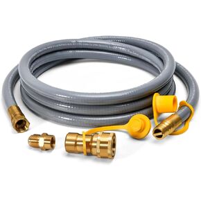 ABYDA 10Feet 1/2-Inch Natural Gas Hose with Quick Connect Fitting-Ideal for BBQ, Grill, Pizza Oven, Patio Heater, and More Low-Pressure Appliances - Natural Gas Conversion Kit, CSA Certified