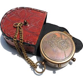 Not All Who Wander Are Lost Engravable Compass - Pocket Compass - Brass Compass with Leather Case - Pirates Compass - Gift Compass - Camping Compass - Confirmation Gift Idea - Baptism Gifts - Keepsake