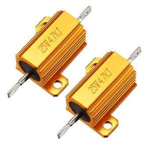 uxcell 25W 4.7k Ohm 5% Aluminum Housing Resistor Screw Tap Chassis Mounted Aluminum Case Wirewound Resistor Load Resistors Gold Tone 2 pcs