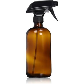 Empty Amber Glass Spray Bottle - Large 16 oz Refillable Container is Great for Essential Oils, Homemade Cleaning Products, Aromatherapy - Durable Black Trigger Sprayer w/ Mist and Stream Setting