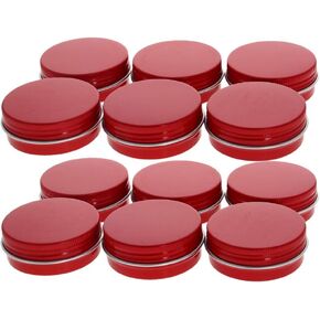 Othmro 24Pcs 1oz Metal Round Tins Aluminum Tin Cans Jar Refillable Containers 30ml Tin Cans Tin Bottle Container with Screw Lid for Salve Spices Lip Balm Tea Candies Red 50×20mm