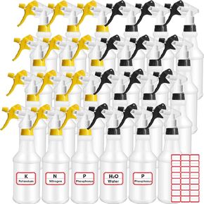 Rtteri 20 Pack 32oz Plastic Spray Bottles for Cleaning Solutions, Empty Spray Bottles Bulk, Adjustable Leak Proof Sprayer Bottles with Label for Plants Pet BBQ Home Kitchen (Multicolor)
