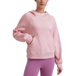 CRZ YOGA Womens Fleece Mock Neck Hoodie Oversized Pullover Long Sleeve Casual Workout Hooded Sweatshirts with Thumb Hole