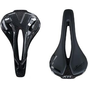 Comfortable Microfiber Leather Carbon Fiber Bicycle Seat Mountain Road Bike Seat City Bike Seats for Men Women Black