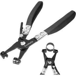 Toolwiz 4 Pcs Hose Clamp Pliers, Hose Clamp Tool Includes 27" Long Reach Wire Spring Hose Clamp Plier, Flat Band Hose Clamp Plier, Hose Remover Pliers, Clic-R Type Pliers