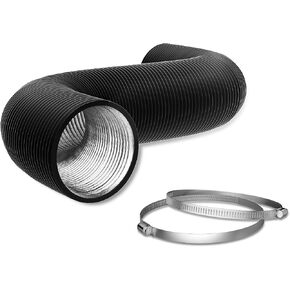 Flexible 6 Inch 8ft Aluminum Ducting-4 Layer Protection Dryer Vent Hose for HVAC Heating Cooling Ventilation and Exhaust, 2 Clamps Included