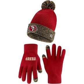 Ultra Game Adults Unisex NFL Official Super Soft Two Tone Winter Beanie Knit Hat With Extra Warm Touch Screen Gloves