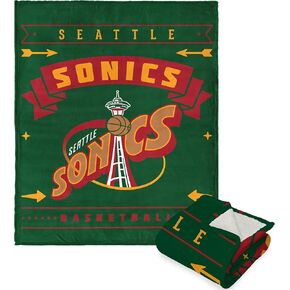 Northwest NBA Seattle Supersonics Silk Touch Sherpa Throw Blanket, 50" x 60", Hardwood Classics