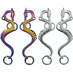 Hackamore Dragon Rainbow Replacement Cheeks Bitless Horse Bit Multi Color Silver Polish Horse Hackamore Stainless Steel English Western Handmade